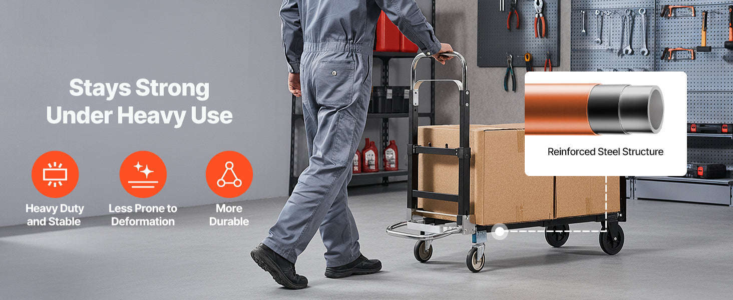 2-in-1 Folding Hand Truck 500 lb Capacity-500lbs / Canada