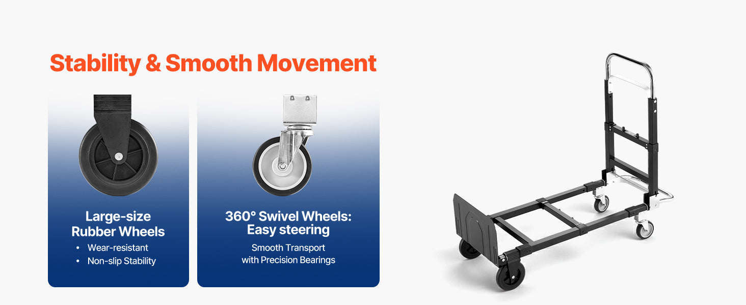 2-in-1 Folding Hand Truck 500 lb Capacity-500lbs / Canada
