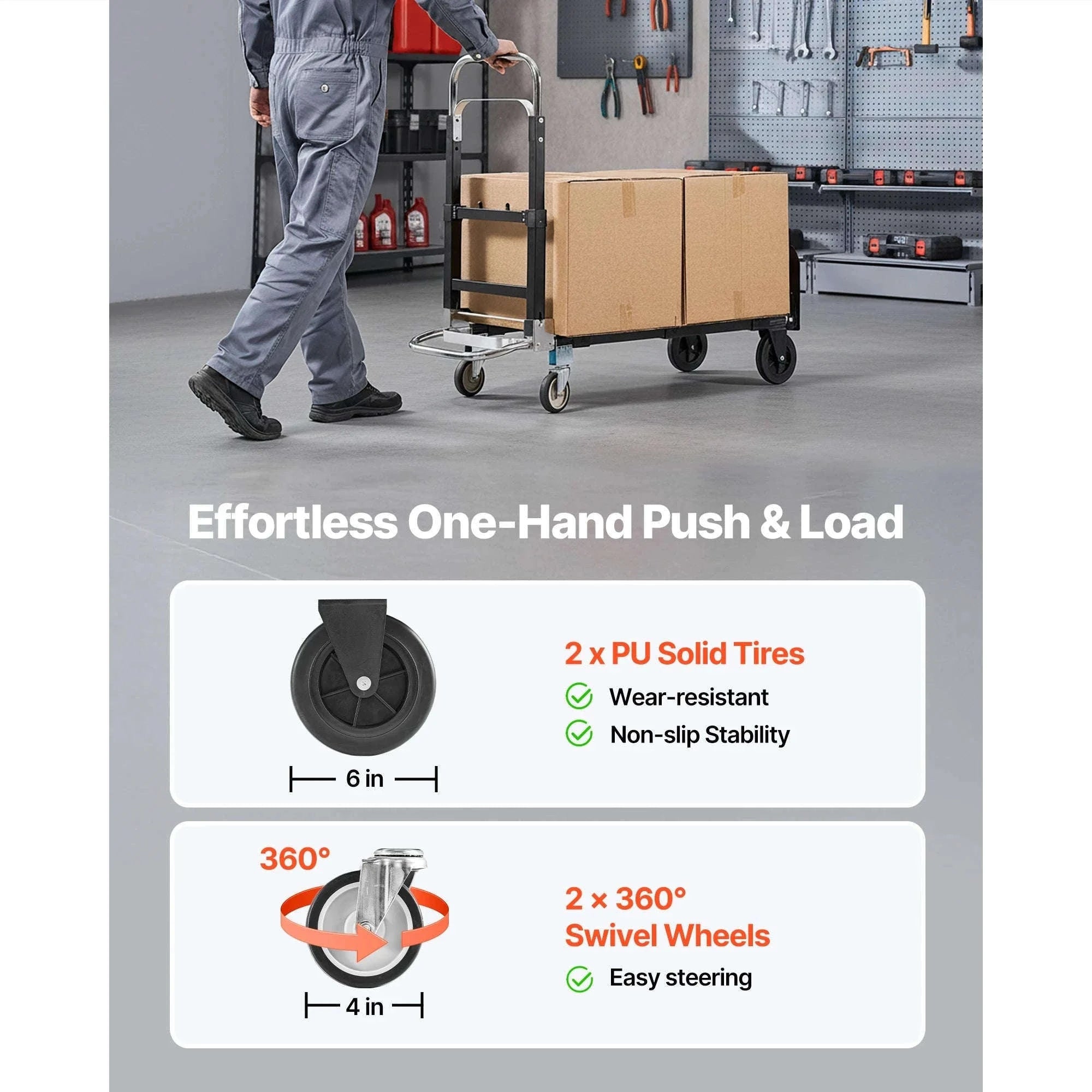 2-in-1 Folding Hand Truck 500 lb Capacity-500lbs / Canada