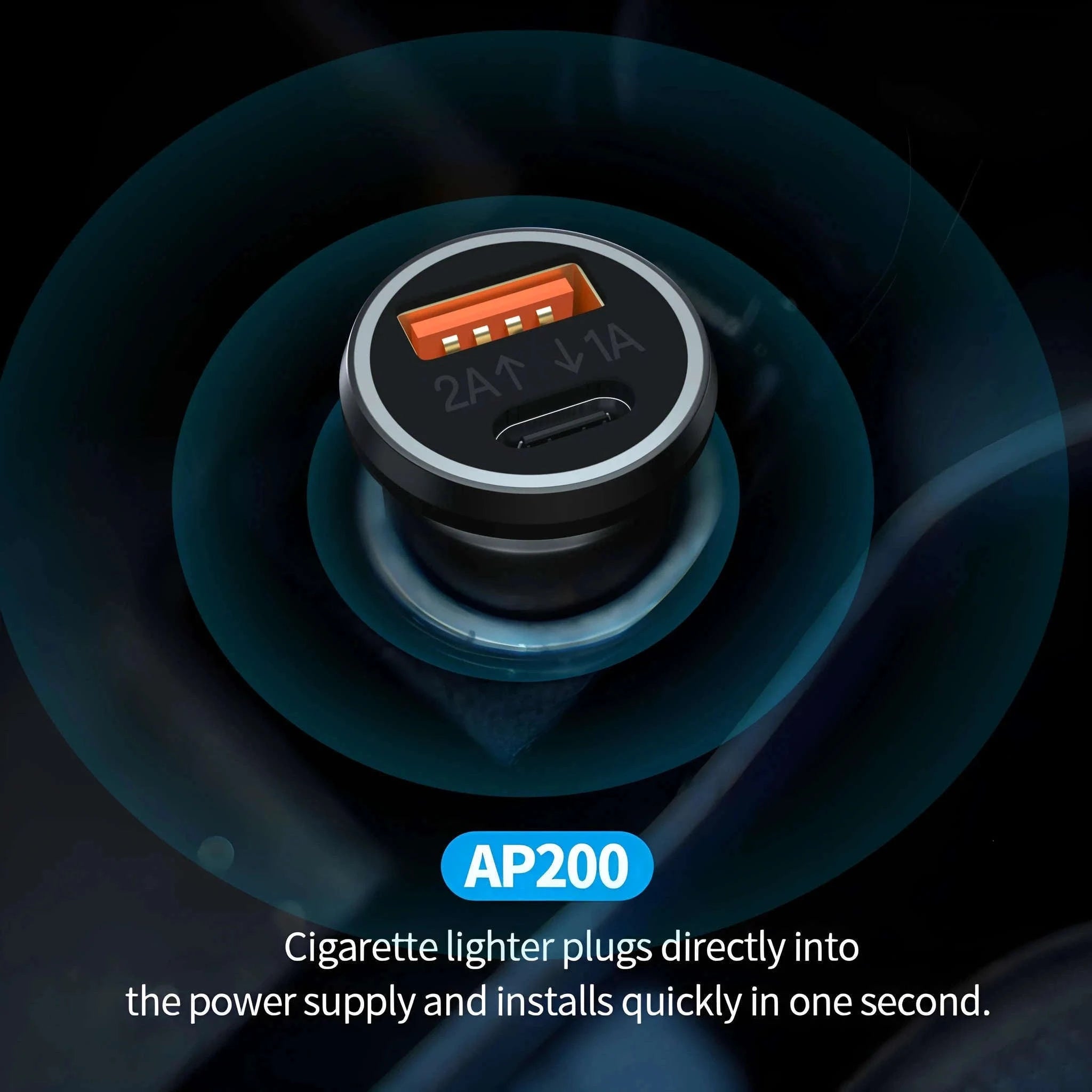 2-in-1 GPS Car Charger for iPhone with 20W Fast Charging-AP200