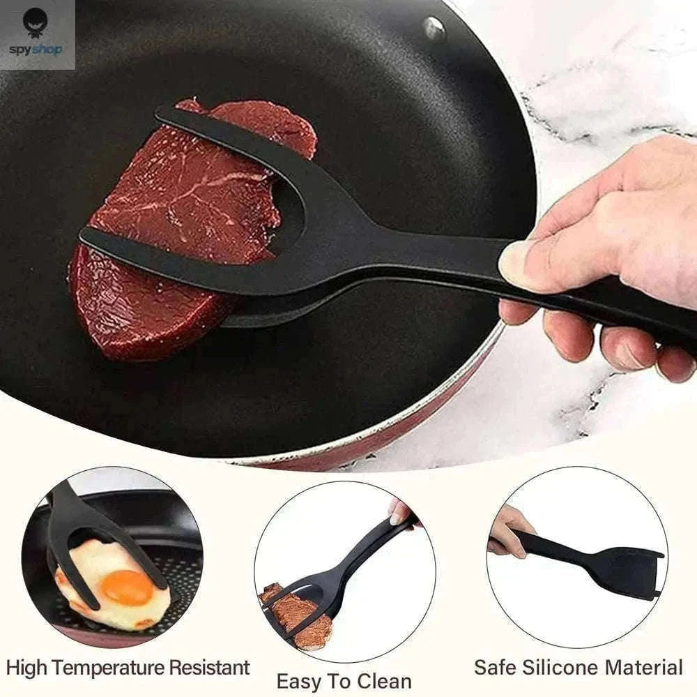 2-in-1 Grip and Flip Spatula Tongs for Easy, Steady Cooking-Red
