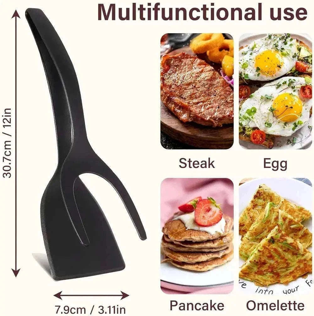 2-in-1 Grip and Flip Spatula Tongs for Easy, Steady Cooking-Red