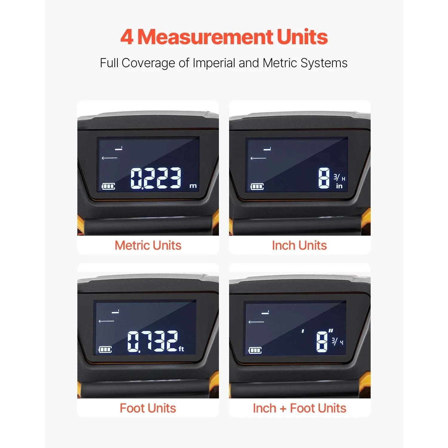2-in-1 Laser Tape Measure 135ft + 16ft Rechargeable Tool-131ft / United States