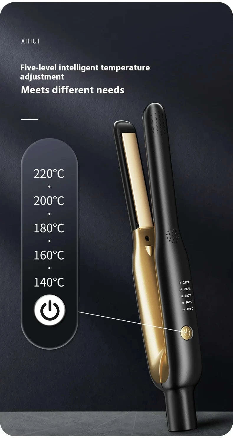 2-in-1 Mini Hair Straightener & Curler for Travel Styling-black / US / China Mainland