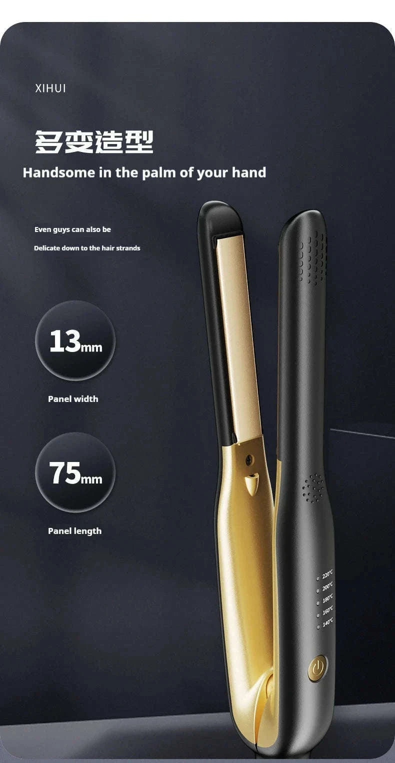 2-in-1 Mini Hair Straightener & Curler for Travel Styling-white / UK / China Mainland