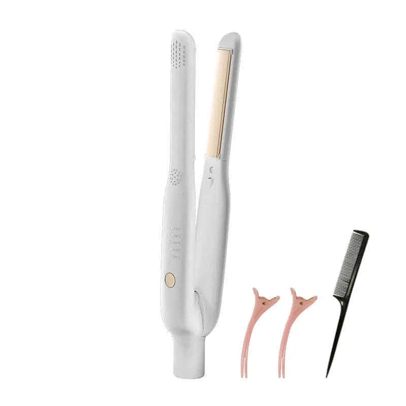 2-in-1 Mini Hair Straightener & Curler for Travel Styling-white / UK / China Mainland
