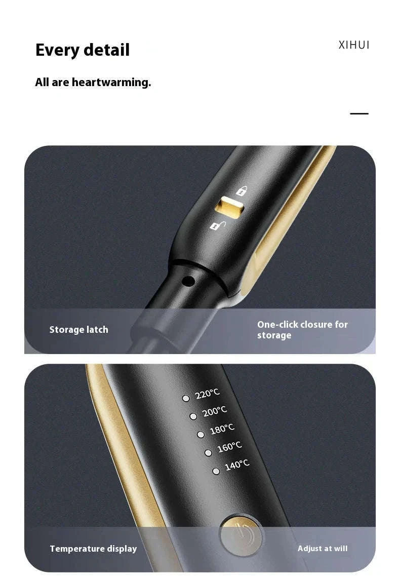 2-in-1 Mini Hair Straightener & Curler for Travel Styling-white / UK / China Mainland