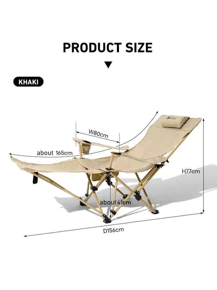 2-in-1 Reclining Camping Chair with Footrest and Storage-Khaki