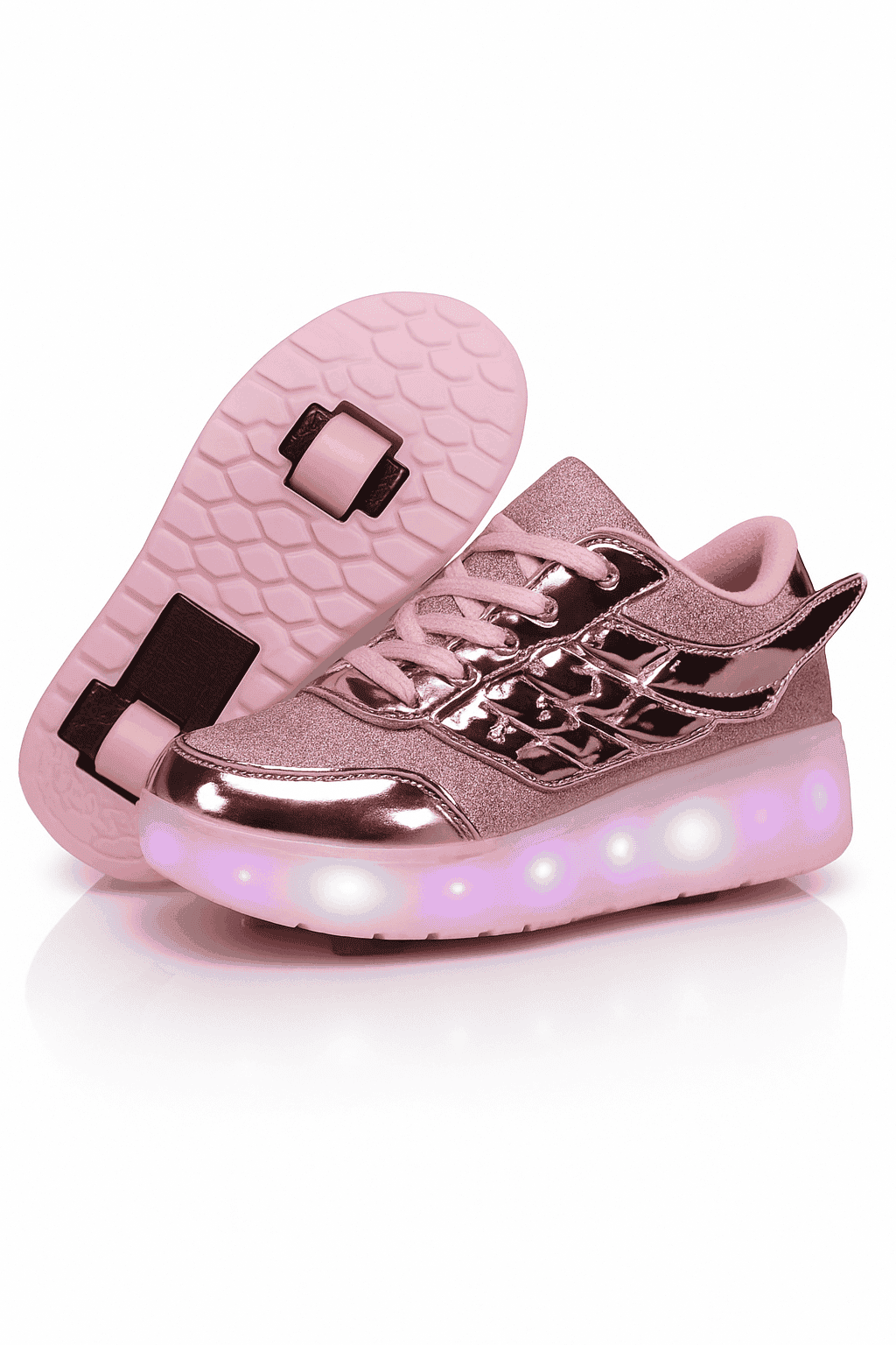 2-in-1 Roller Sneakers with Hidden Wheels for Kids and Adults-Rose / 27
