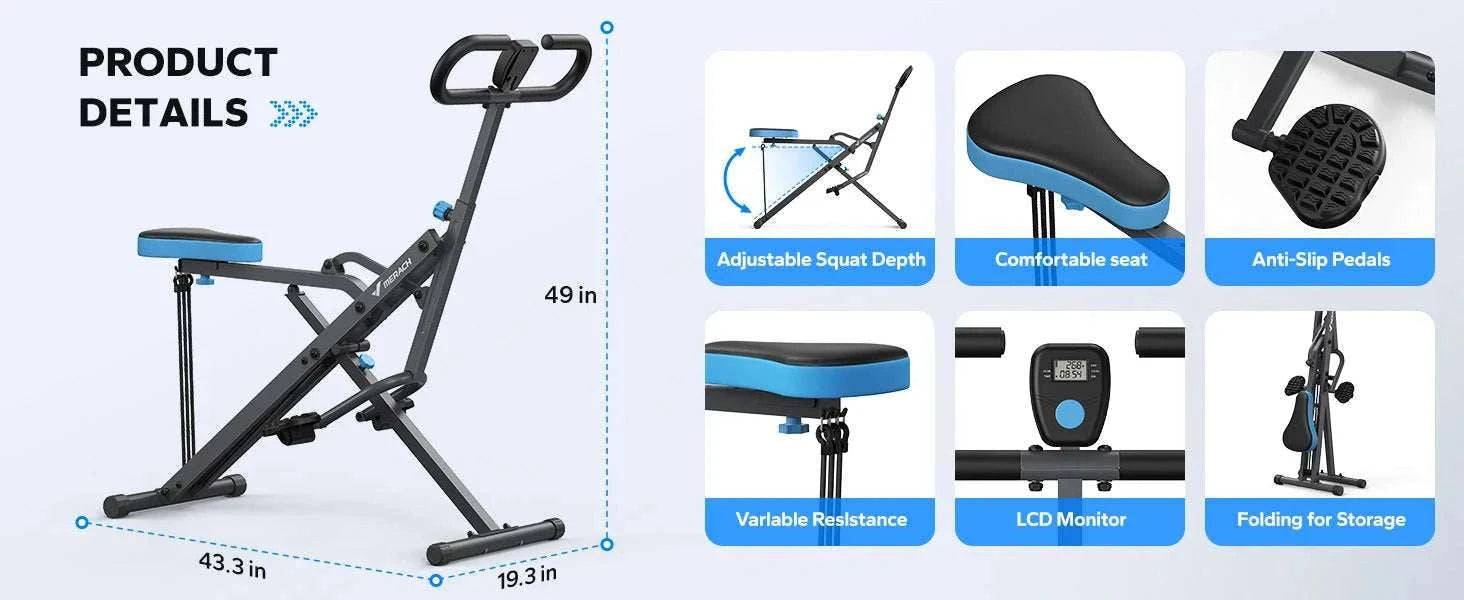 2-in-1 Squat and Rowing Machine Foldable Home Gym Trainer-R07WZ / United States