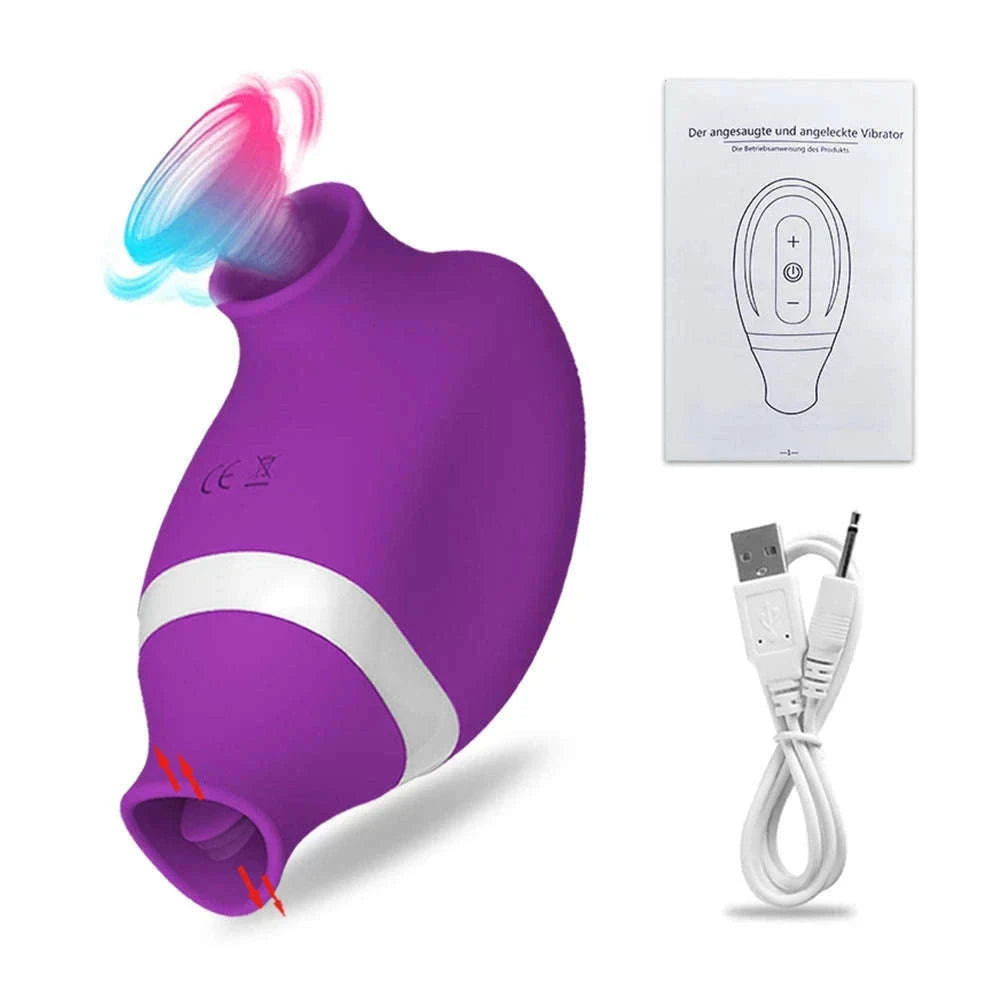 2-in-1 Sucking Licking Vibrator for Intimate Pleasure-GM02-PU / China Mainland