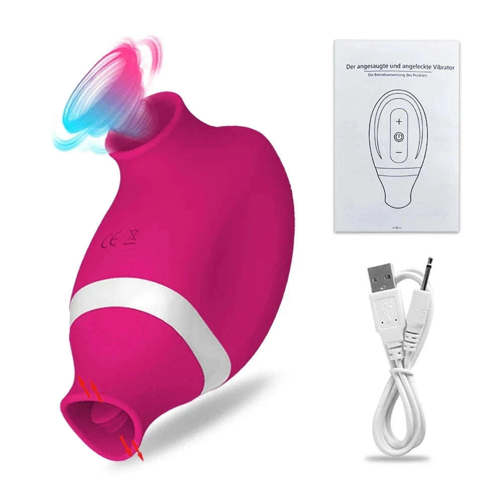 2-in-1 Sucking Licking Vibrator for Intimate Pleasure-GM02-PU / China Mainland