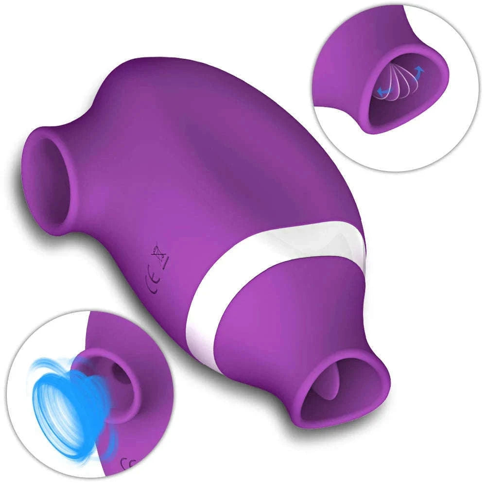 2-in-1 Sucking Licking Vibrator for Intimate Pleasure-GM02-PU / China Mainland