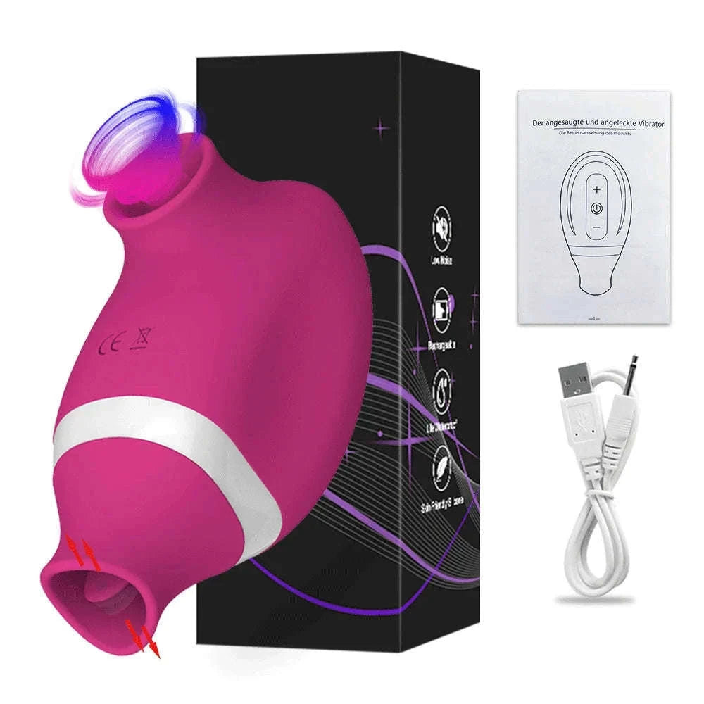 2-in-1 Sucking Licking Vibrator for Intimate Pleasure-GM02-PU / China Mainland