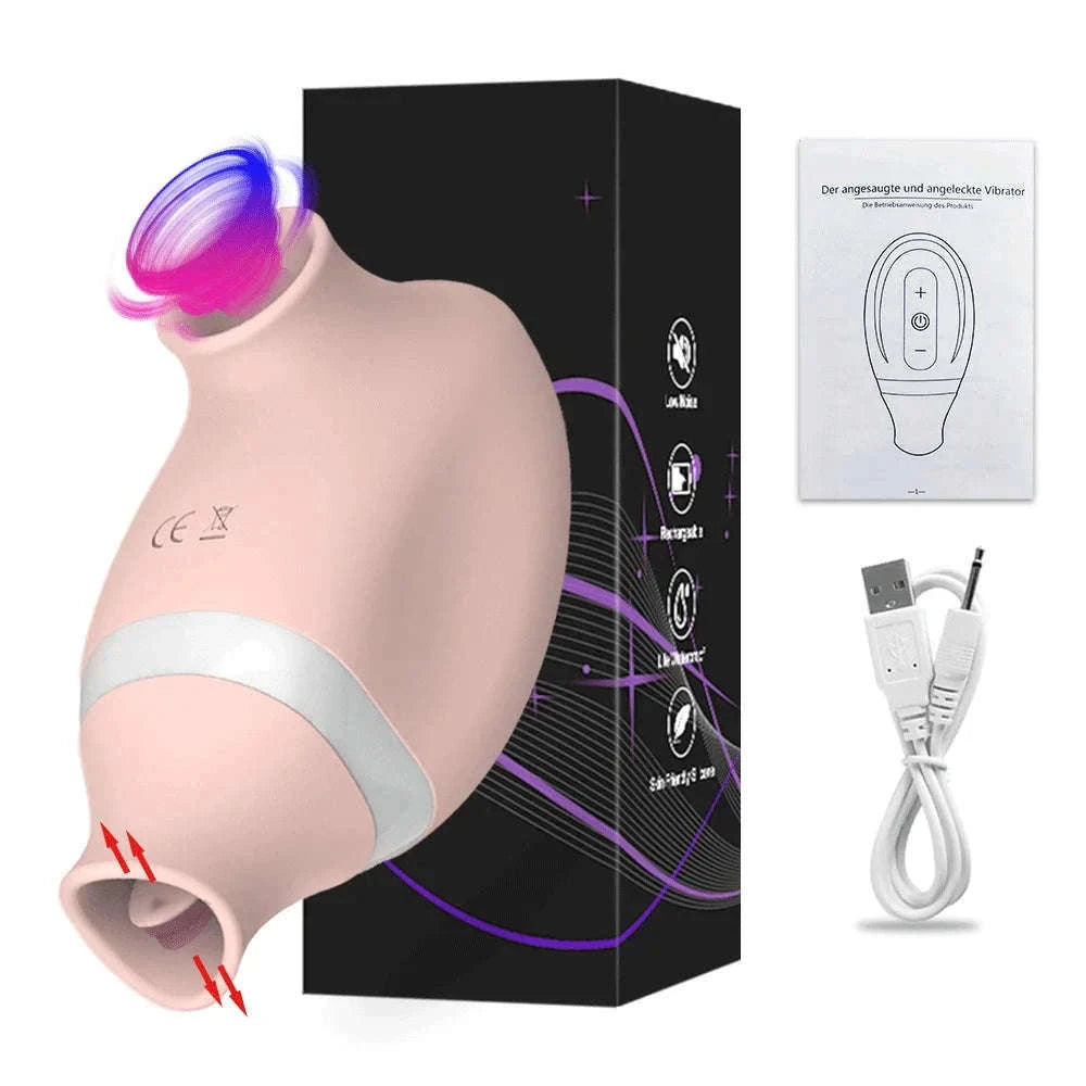 2-in-1 Sucking Licking Vibrator for Intimate Pleasure-GM02-PU / China Mainland