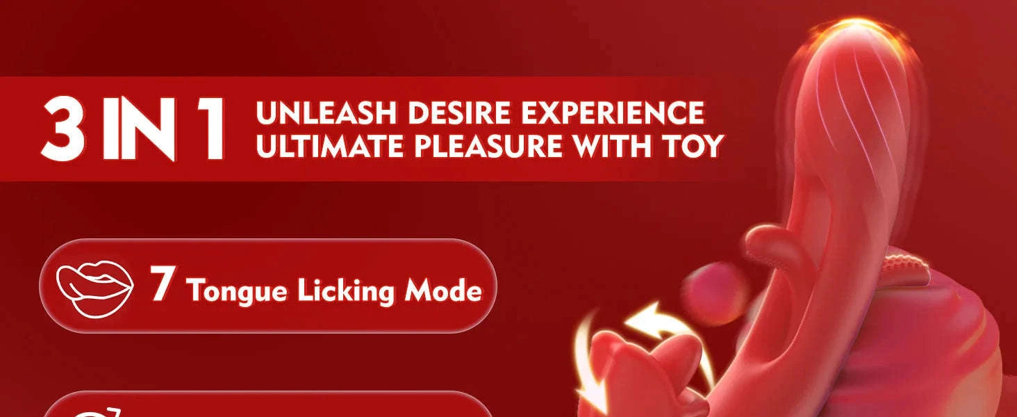 2 in 1 Tongue Licking Dildo Vibrator-0768-SND-Rad / United States