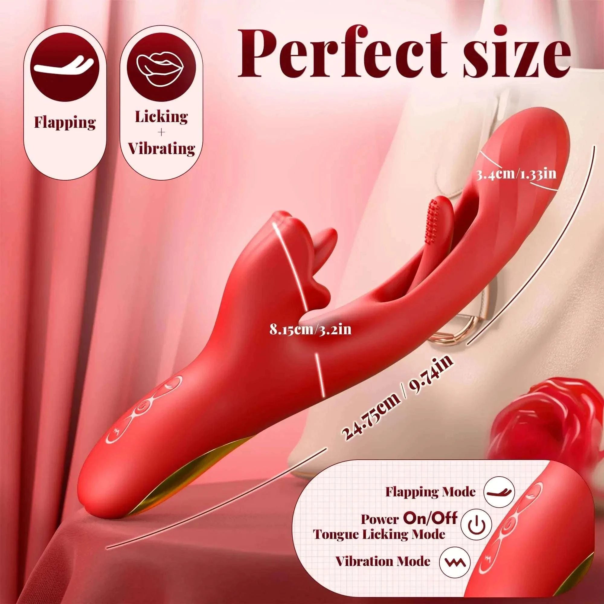 2 in 1 Tongue Licking Dildo Vibrator-