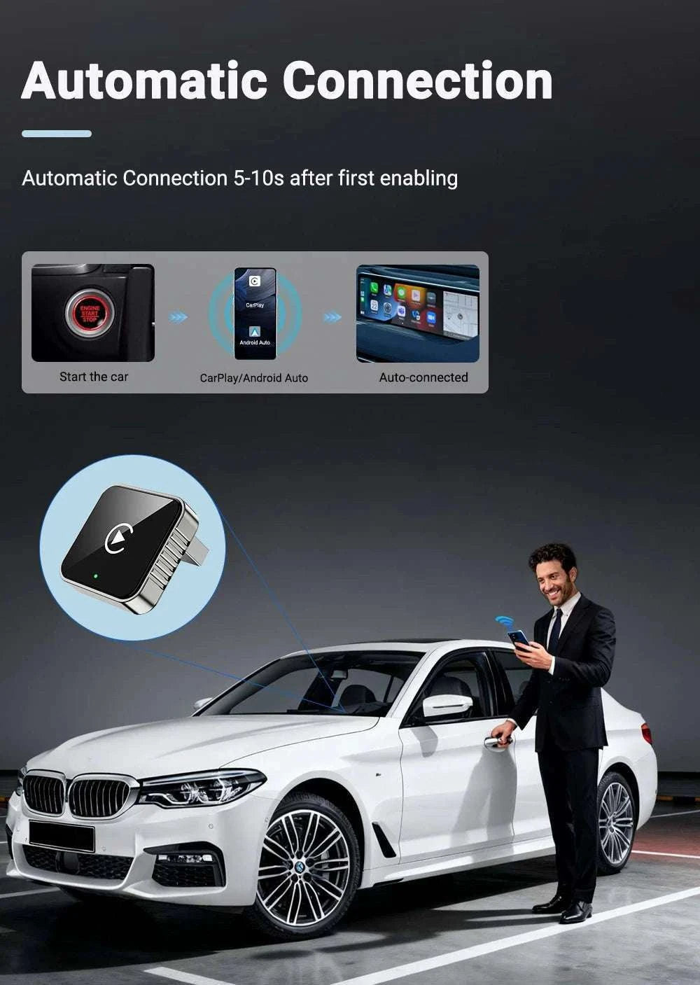 2-in-1 Wireless CarPlay Android Auto Adapter-