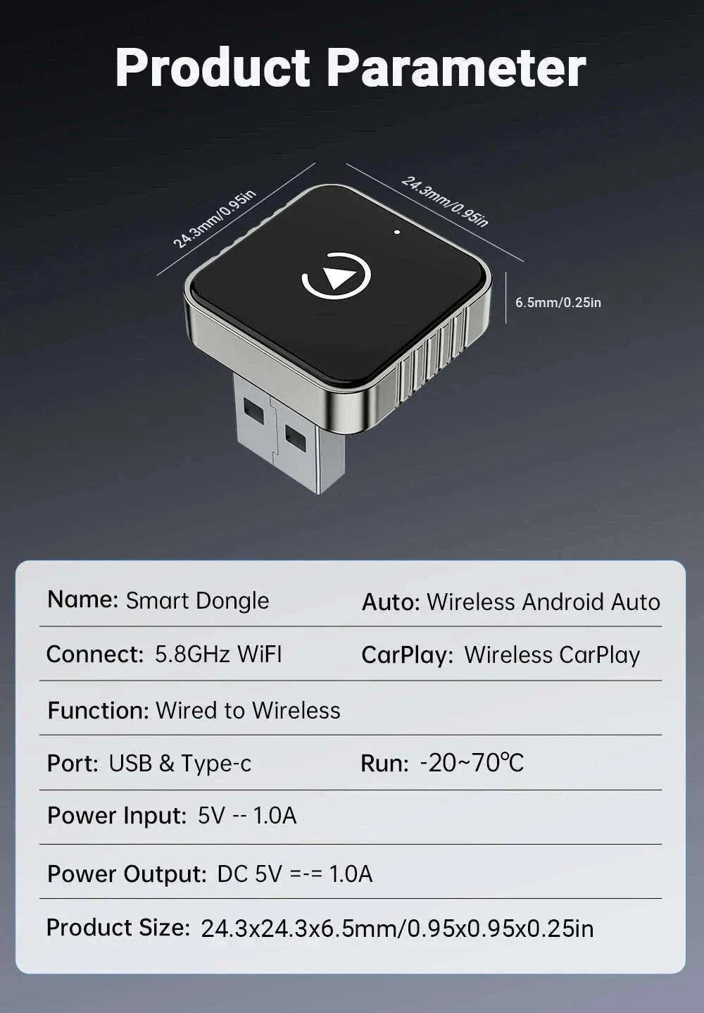 2-in-1 Wireless CarPlay Android Auto Adapter-