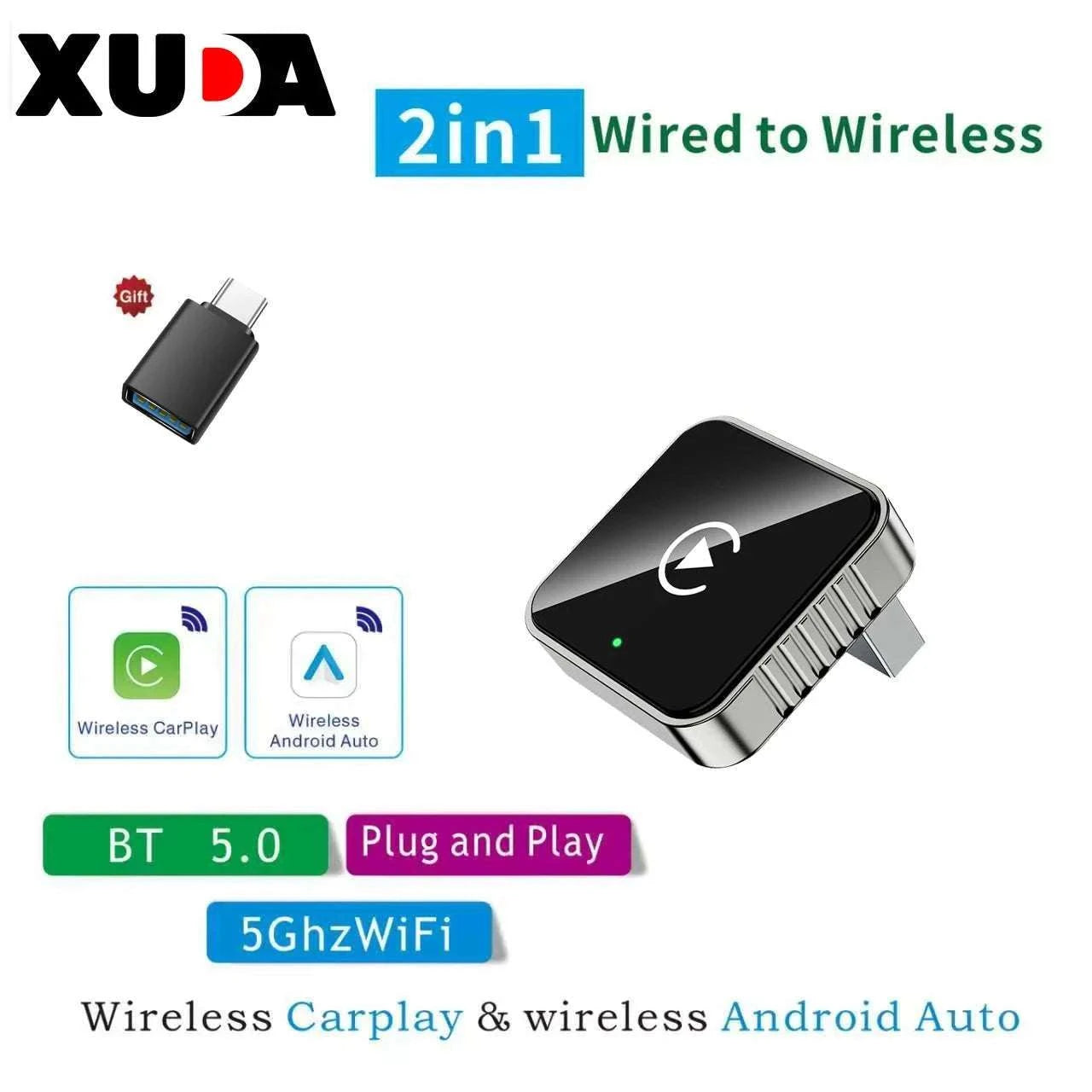 2-in-1 Wireless CarPlay Android Auto Adapter-