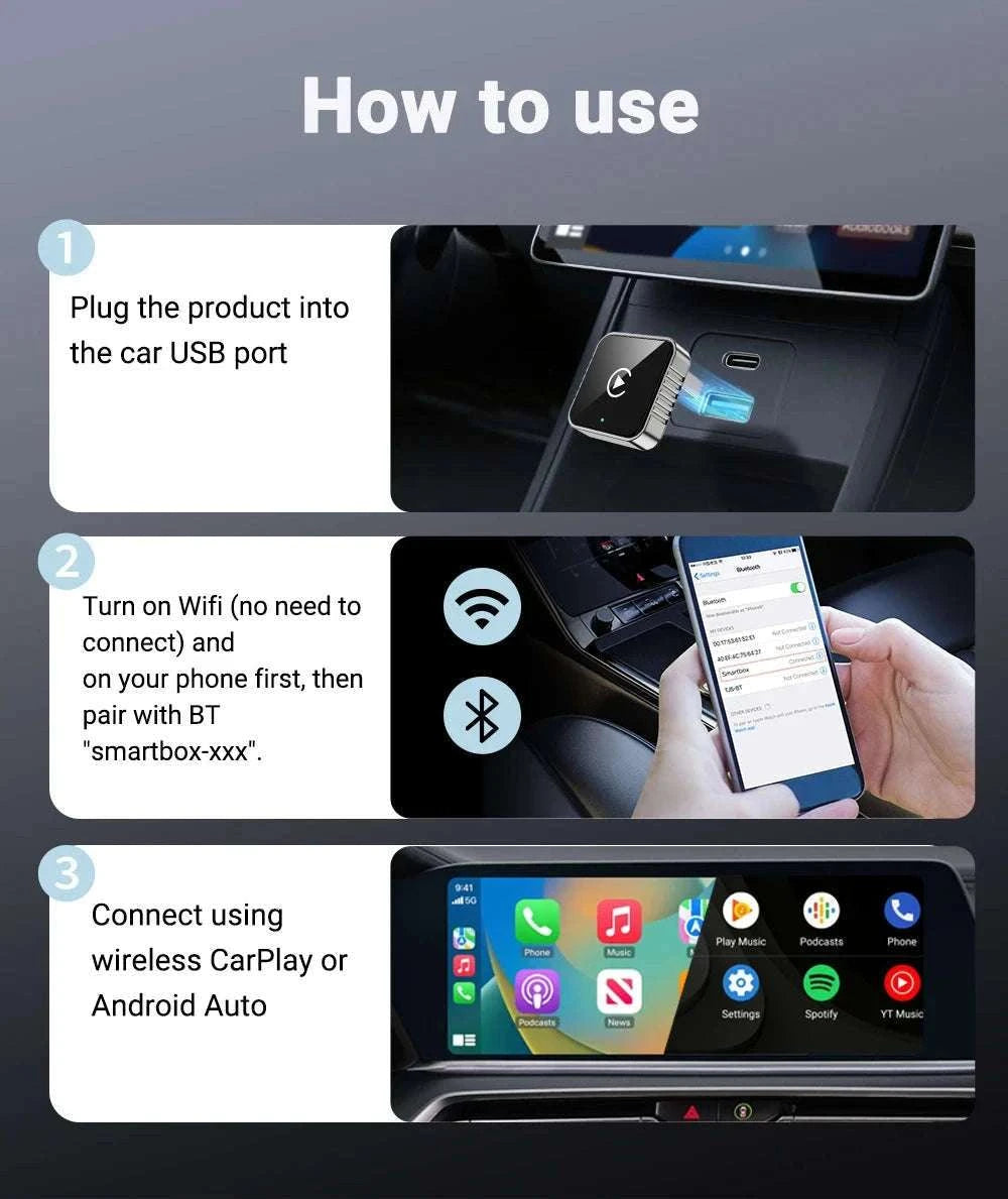 2-in-1 Wireless CarPlay Android Auto Adapter-