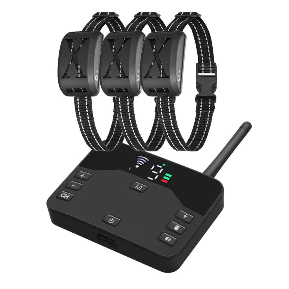 2-in-1 Wireless Dog Fence & Training Collar with Remote Control-For 3 Dogs