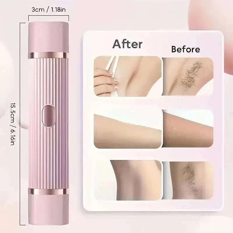 2-in-1 Women's Electric Shaver for Face, Body & Brows Wet Dry-Pink