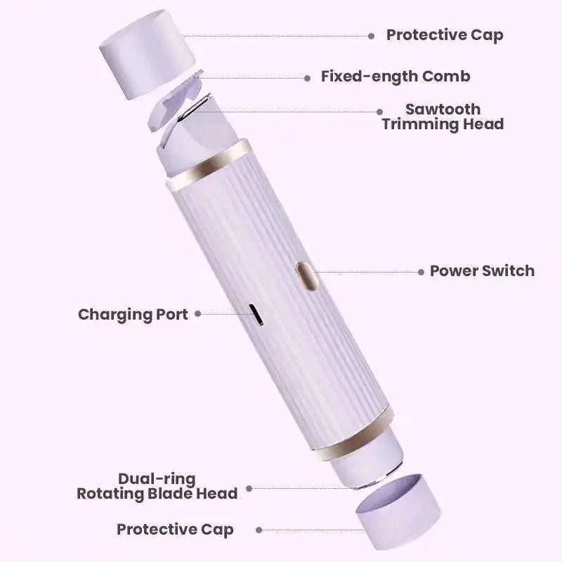 2-in-1 Women's Electric Shaver for Face, Body & Brows Wet Dry-Pink