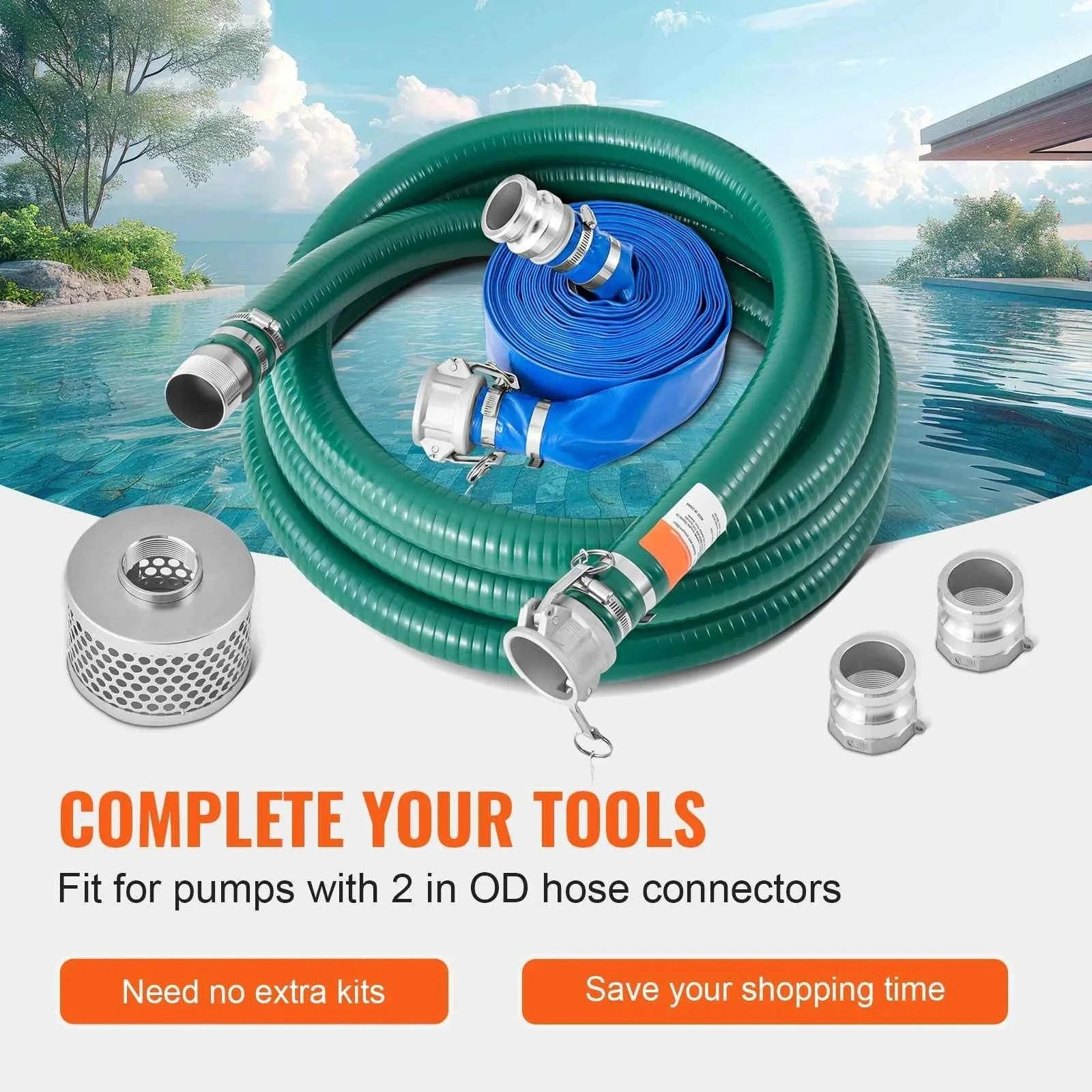 2 in Suction Hose Kit with Backwash Hose and Accessories-2 in x 50 ft / Poland