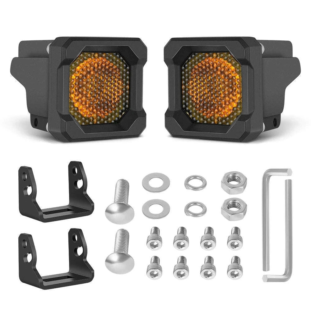 2 Inch LED Pod Lights 50W 12V Waterproof Off-Road Cube Lights-Amber Driving - 1 PC