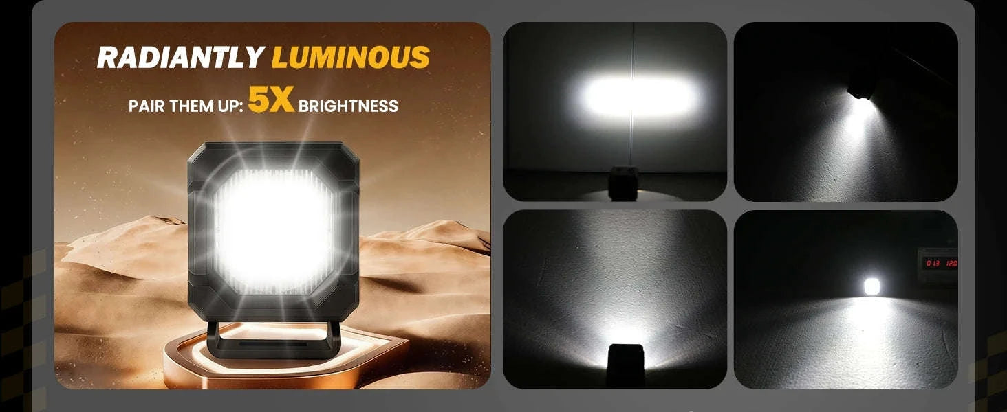 2 Inch LED Pod Lights 50W 12V Waterproof Off-Road Cube Lights-Amber Driving - 1 PC