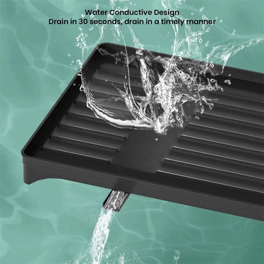 2-Layer Space Saving Dish Drying Rack with Drainboard-black / spain / 2-tier