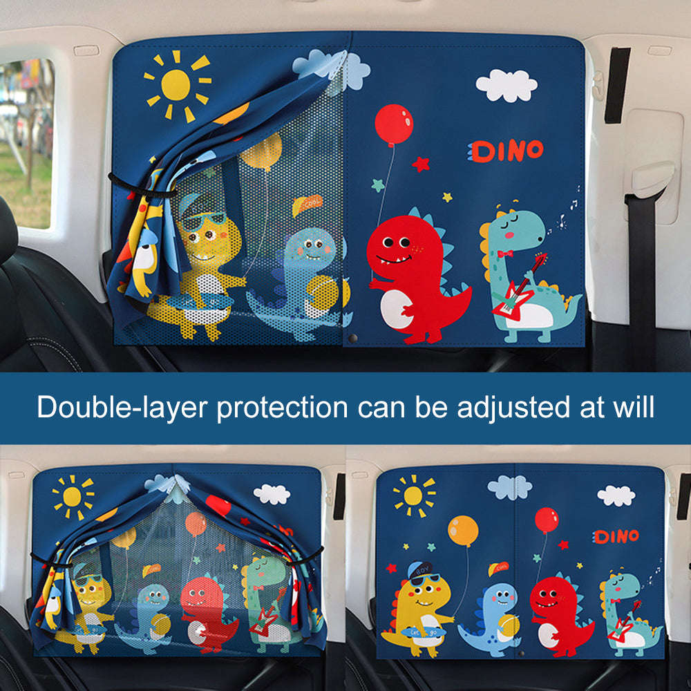 2-Layer Telescopic Car Window Shade with Magnetic Mosquito Net-h back seat