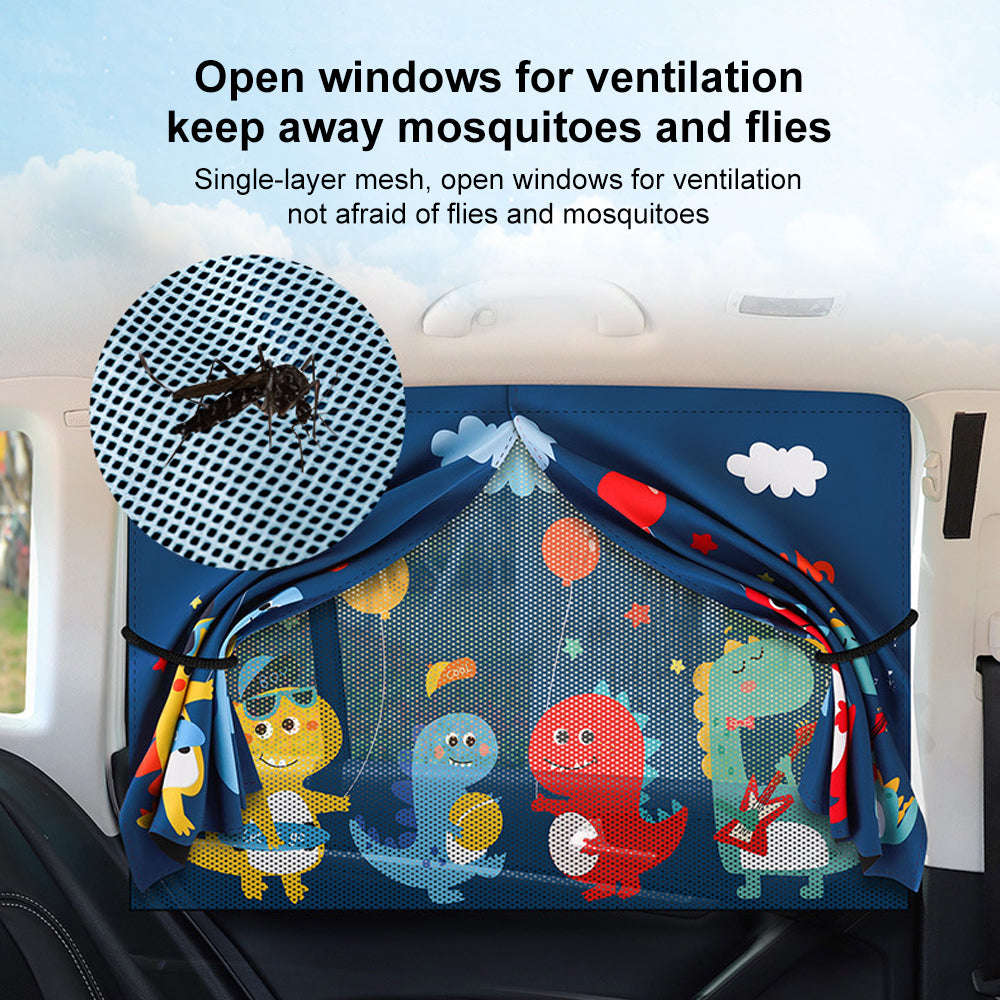 2-Layer Telescopic Car Window Shade with Magnetic Mosquito Net-h back seat