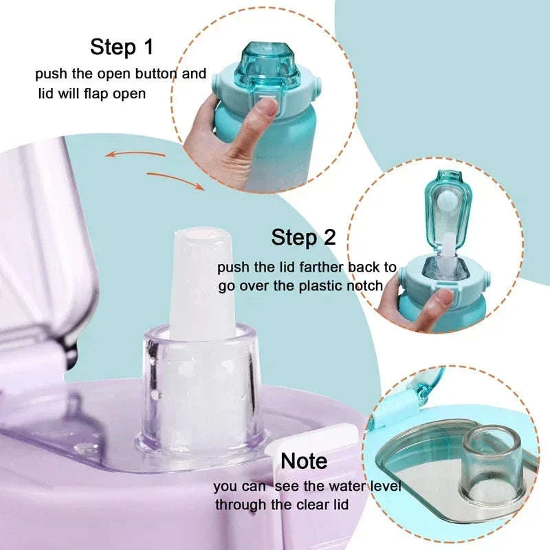 2 Liter Sports Water Bottle with Leak‑Proof Straw Lid-pink blue-3pcs / 2.0L