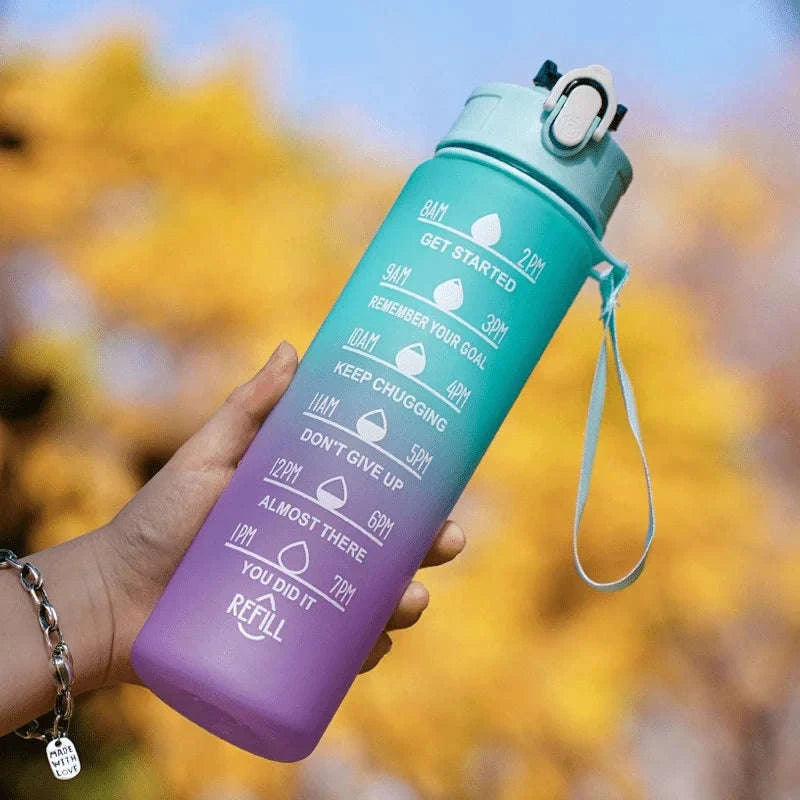 2 Liter Sports Water Bottle with Leak‑Proof Straw Lid-pink blue-3pcs / 2.0L