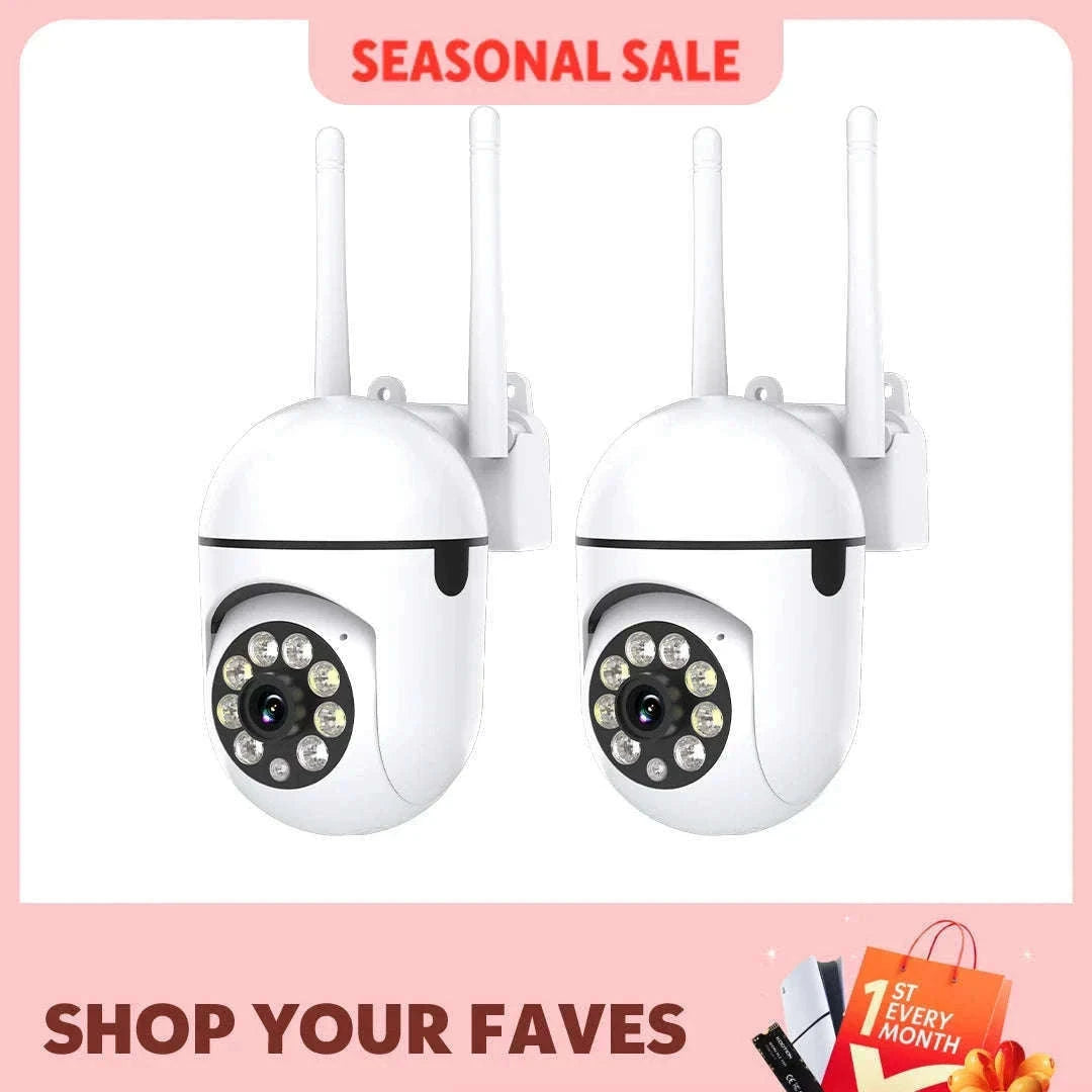 2-Pack 1080P WiFi Security Camera with Color Night Vision, 2-Way Audio, 360° Pan/Tilt/Zoom, Motion Detection-USB / Germany