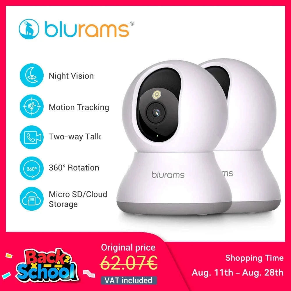 2-Pack 2K Indoor Security Camera Set with 360° View-EU Plug / GERMANY