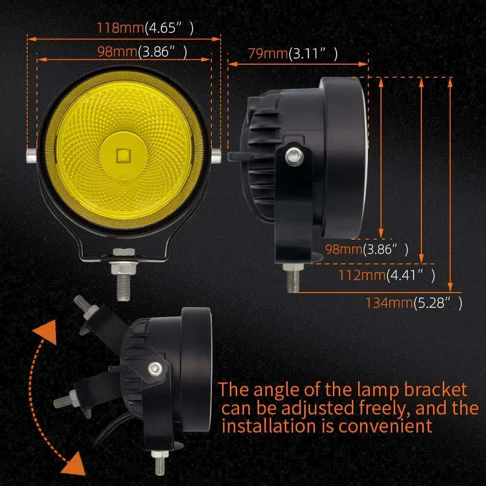 2-Pack 4 Inch LED Work Light 12-30V Spot Flood-4 inch Flood-White