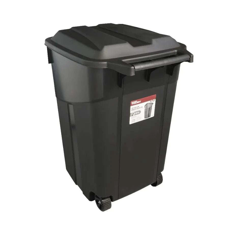 2 Pack 45 Gallon Wheeled Garbage Cans with Attached Lid-United States