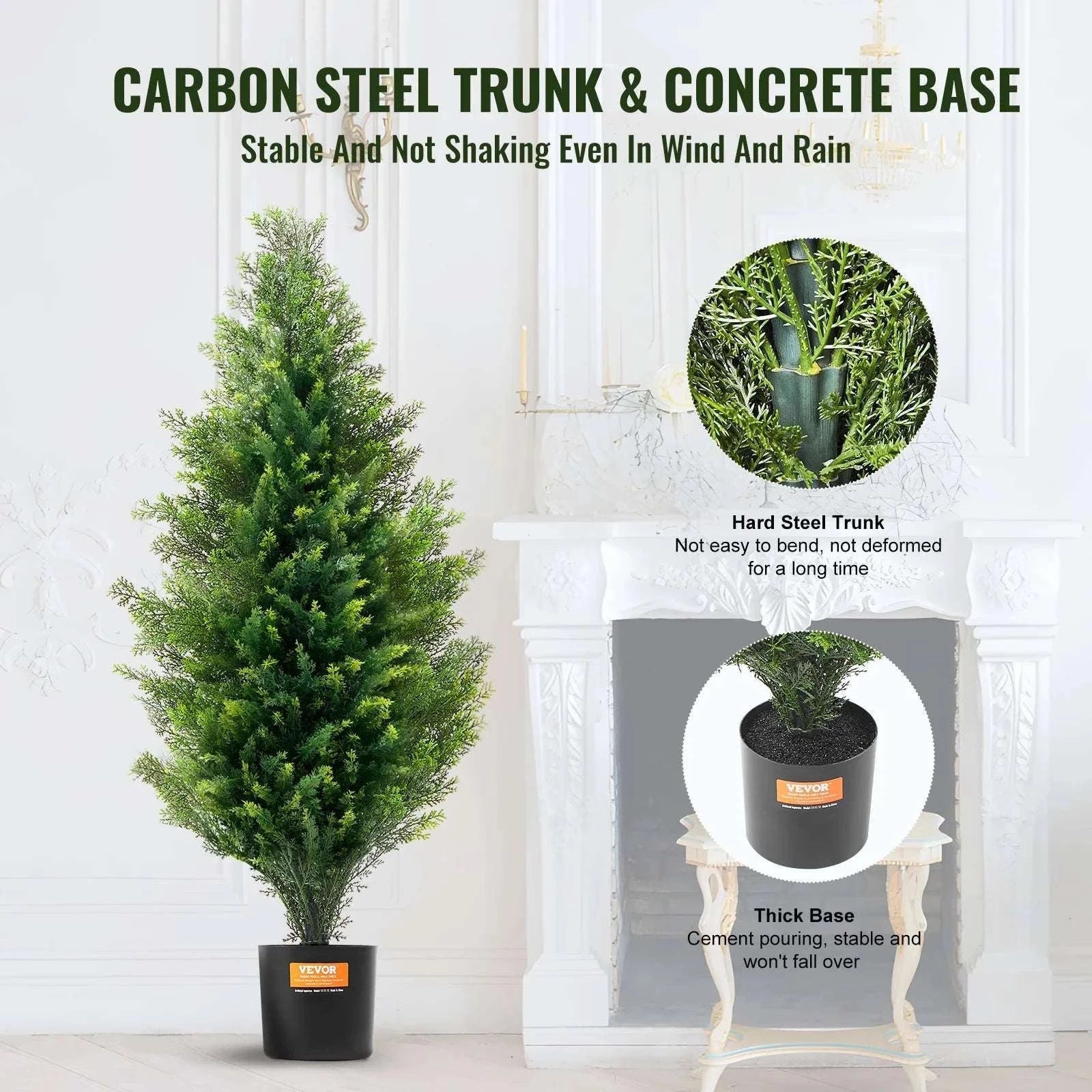 2-Pack 48in Artificial Cedar Topiary Trees for Indoor & Outdoor Decor-United States / 3
