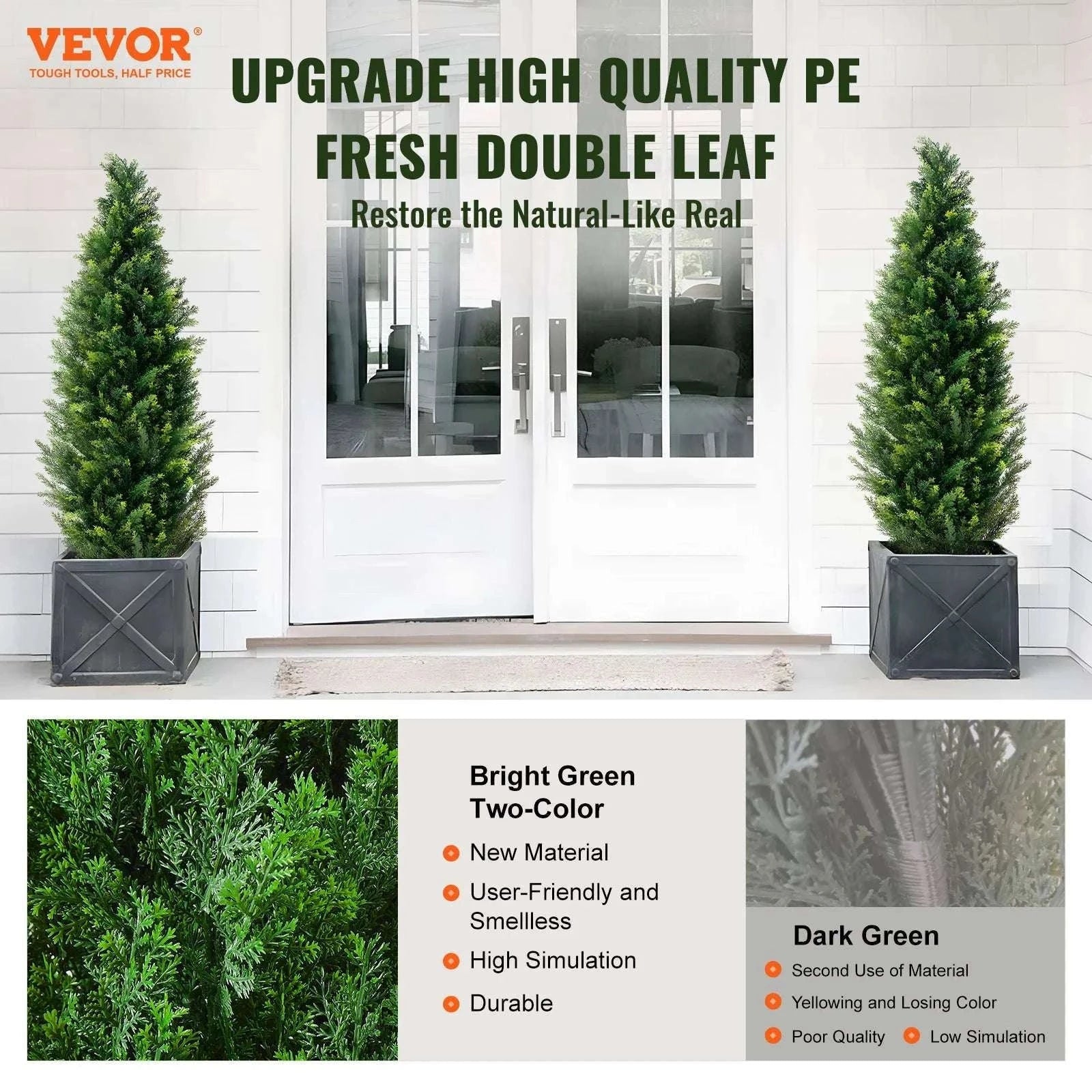 2-Pack 48in Artificial Cedar Topiary Trees for Indoor & Outdoor Decor-United States / 3