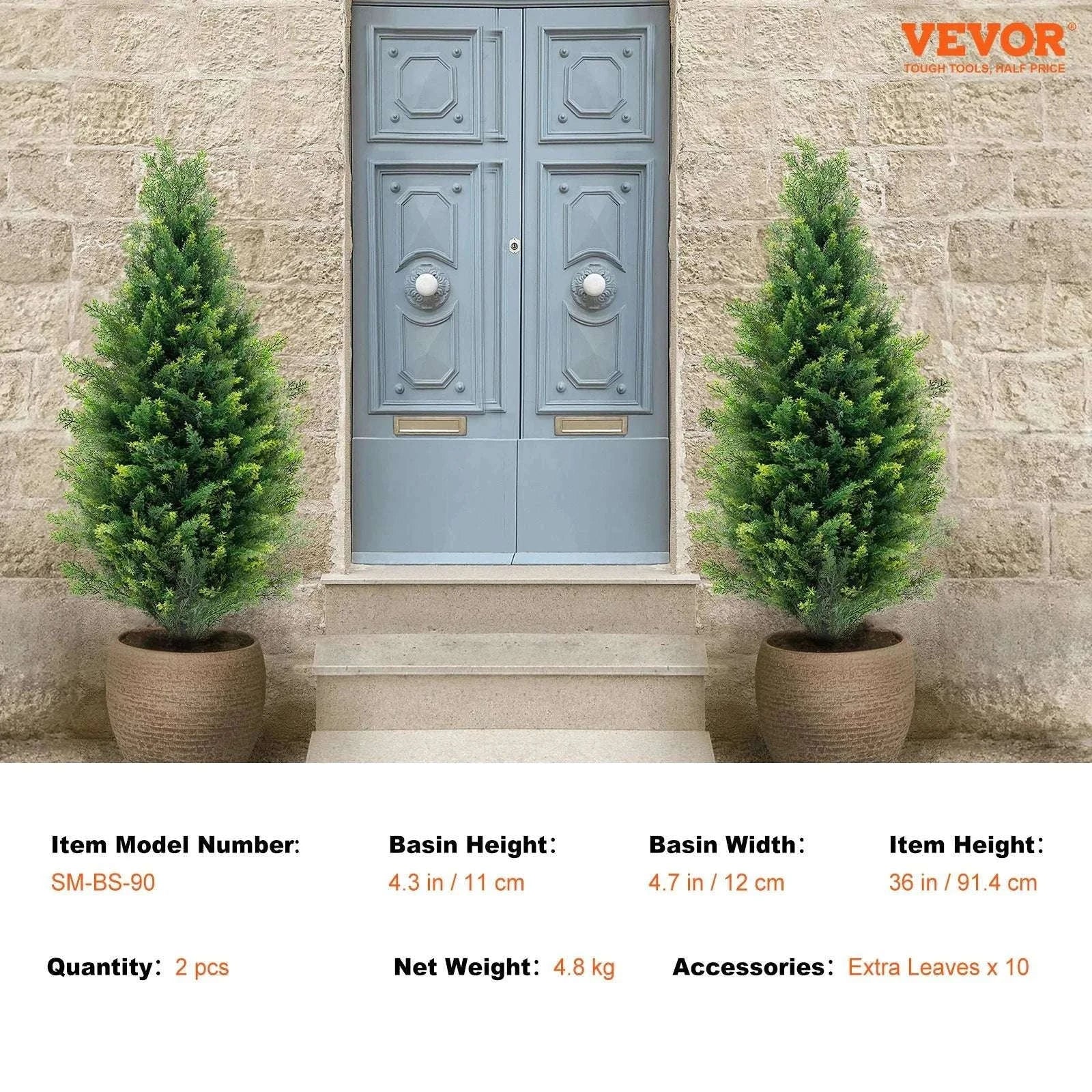2-Pack 48in Artificial Cedar Topiary Trees for Indoor & Outdoor Decor-United States / 3