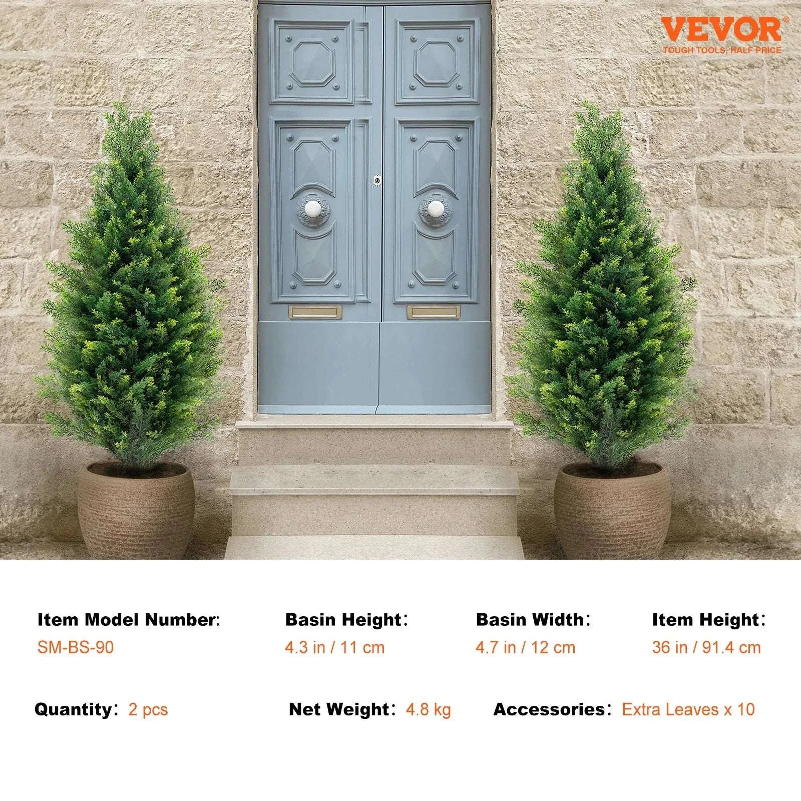 2-Pack 48in Artificial Cedar Topiary Trees for Indoor & Outdoor Decor-United States / 3