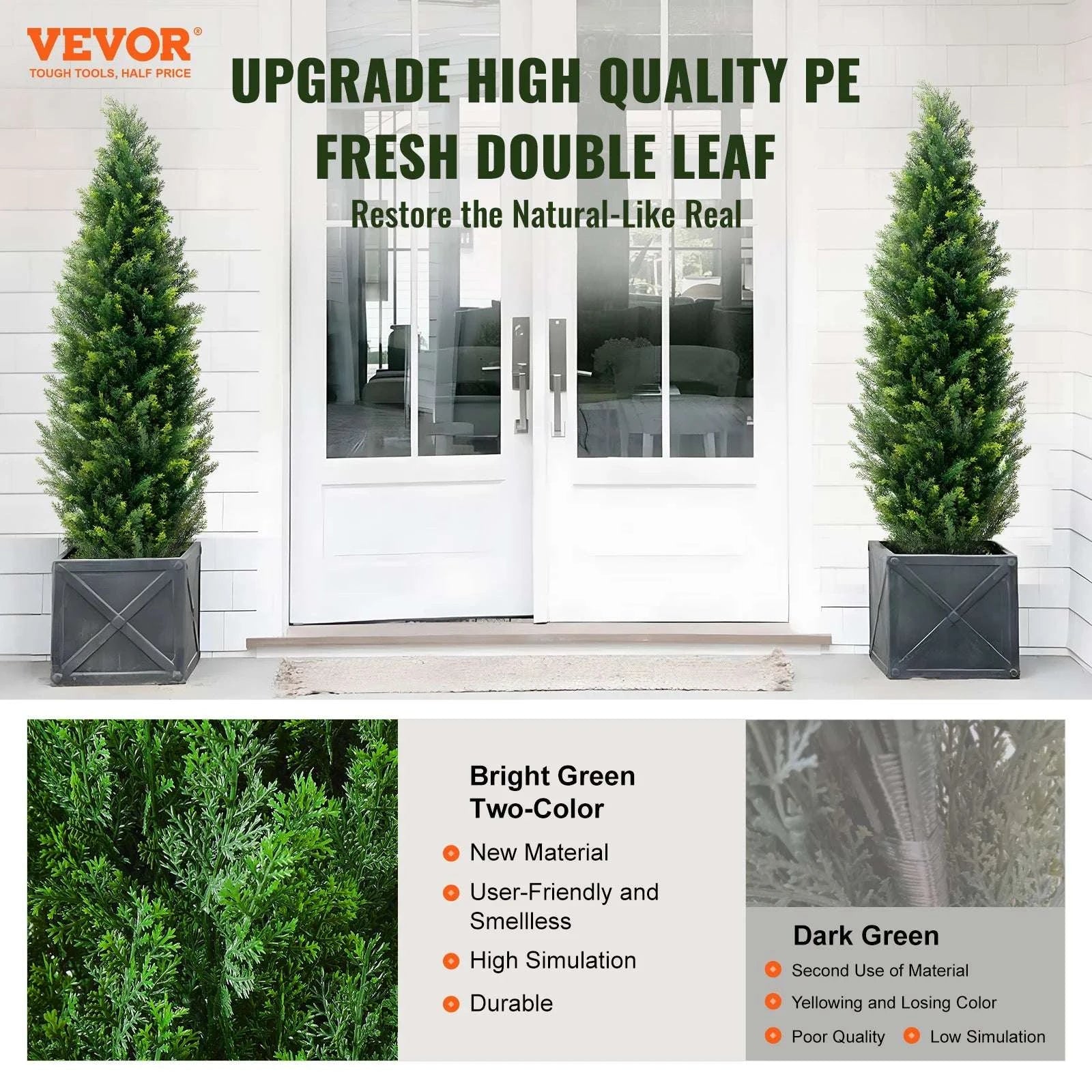 2-Pack 48in Artificial Cedar Topiary Trees for Indoor & Outdoor Decor-United States / 3