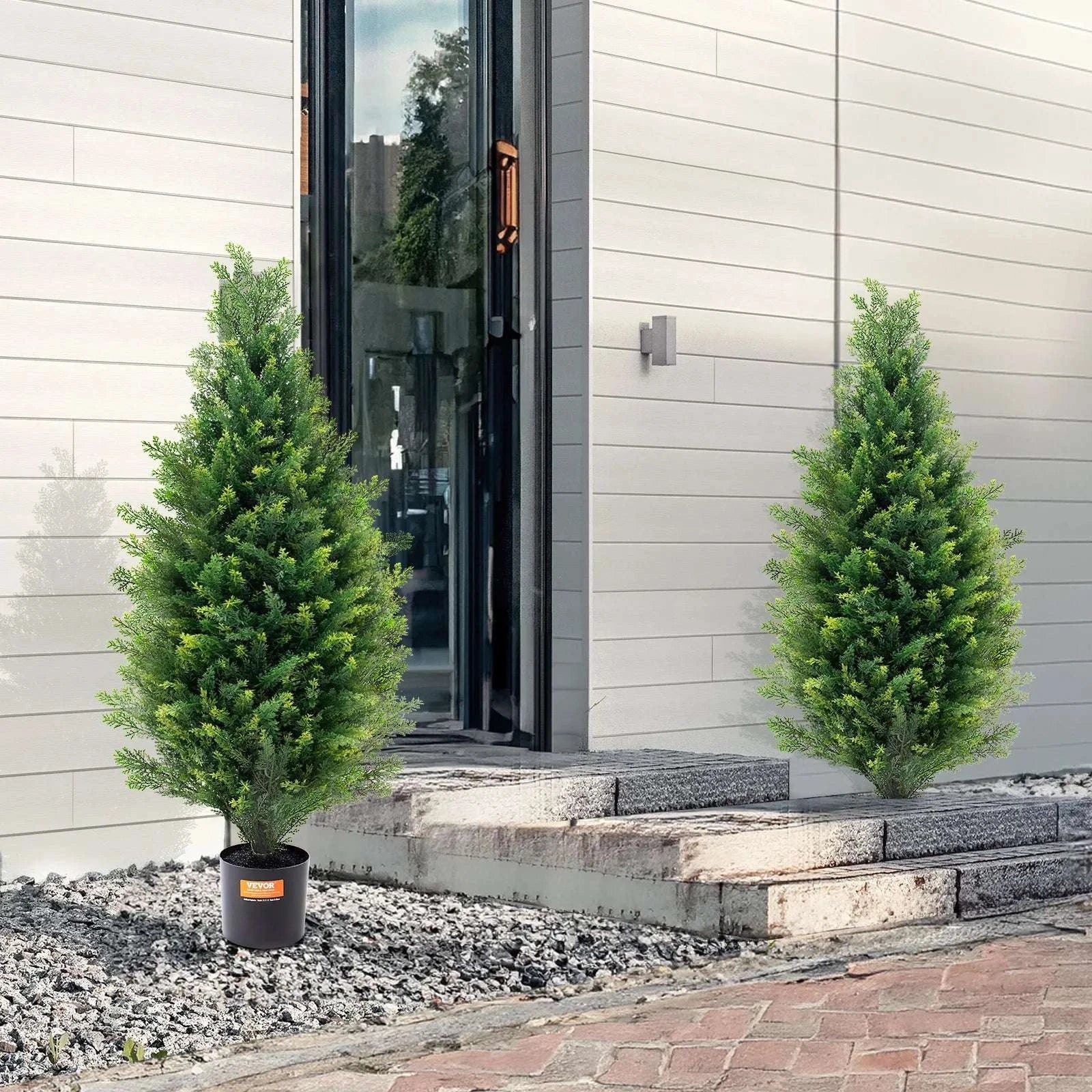 2-Pack 48in Artificial Cedar Topiary Trees for Indoor & Outdoor Decor-United States / 3