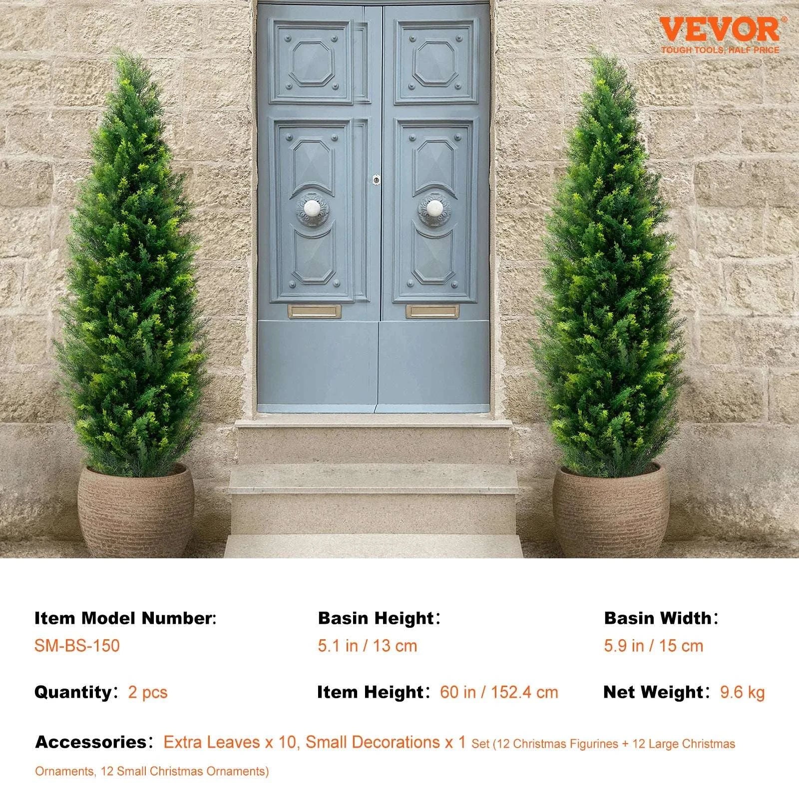 2-Pack 48in Artificial Cedar Topiary Trees for Indoor & Outdoor Decor-United States / 3