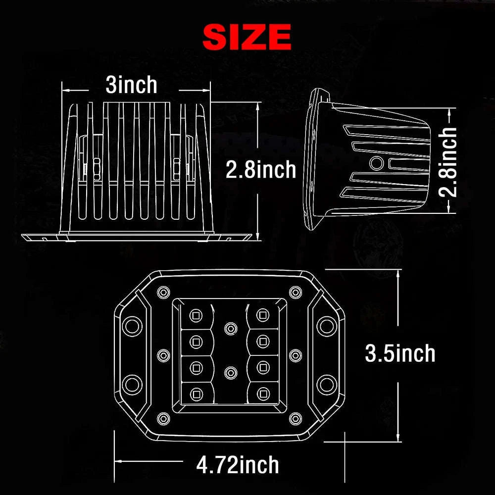 2-Pack 5 Inch Flush Mount LED Work Light Bar 40W 12V 24V Spot Beam-2pcs 40W flush mount