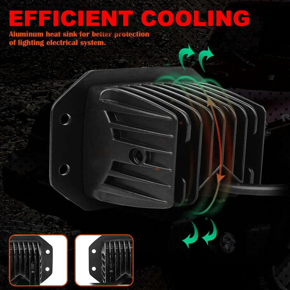 2-Pack 5 Inch Flush Mount LED Work Light Bar 40W 12V 24V Spot Beam-2pcs 40W flush mount