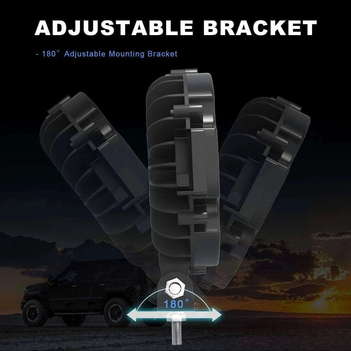 2-Pack 7 Inch 51W LED Work Light Bar for 12V 24V Vehicles-Black / China Mainland